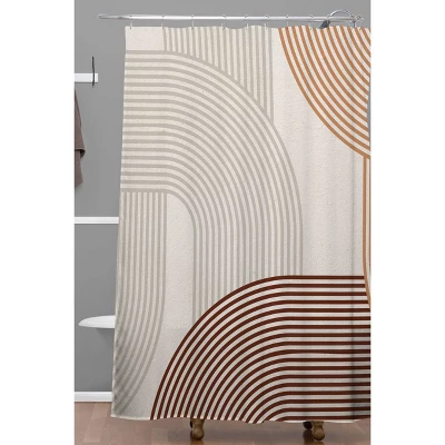 Iveta Abolina Mid Century Line Art Shower Curtain Brown - Deny Designs 1 Iveta Abolina Mid Century Line Art Shower Curtain Brown - Deny Designs