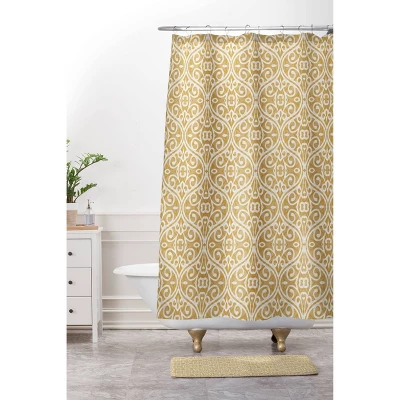 Wagner Campelo Boho Volutes Putty Shower Curtain Yellow - Deny Designs 2 Wagner Campelo Boho Volutes Putty Shower Curtain Yellow - Deny Designs - Image 2