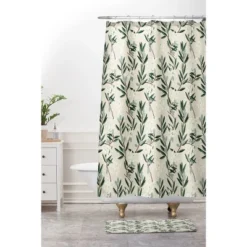 24" X 36" Olive Bloom Bath Rug Green - Deny Designs