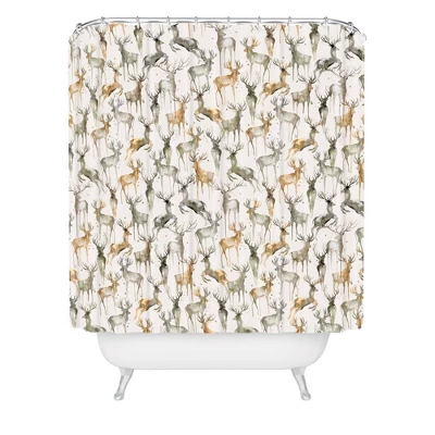 Ninola Design Watercolor Deer Christmas Shower Curtain - Deny Designs 4 Ninola Design Watercolor Deer Christmas Shower Curtain - Deny Designs - Image 4