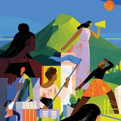 Sara Wong Women Empowering Women Shower Curtain Blue - Deny Designs 2 Sara Wong Women Empowering Women Shower Curtain Blue - Deny Designs - Image 2