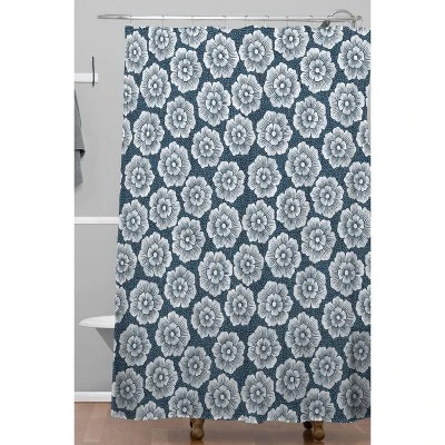 Schatzi Brown Lucy Floral Night Shower Curtain Blue - Deny Designs 1 Schatzi Brown Lucy Floral Night Shower Curtain Blue - Deny Designs