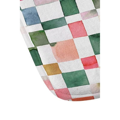 Watercolor Checker Yuletide Memory Foam Bath Mat - Deny Designs 2 Watercolor Checker Yuletide Memory Foam Bath Mat - Deny Designs - Image 2