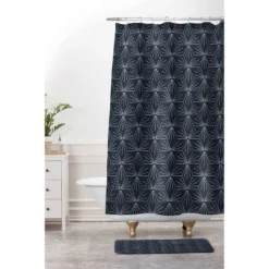 36"x24" Holli Zollinger Sun Tile Dark Memory Foam Bath Mat Navy - Deny Designs