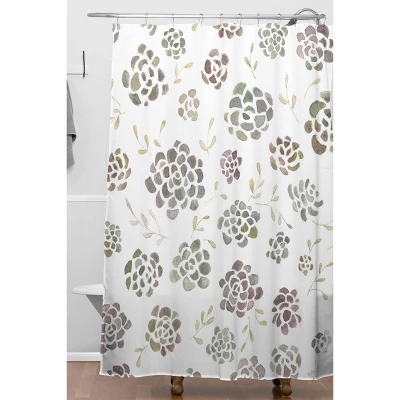 Kelli Murray Succulents Shower Curtain Green/Brown - Deny Designs 1 Kelli Murray Succulents Shower Curtain Green/Brown - Deny Designs
