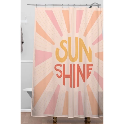 Lyman Creative Co. Sunshine Hand Lettering Shower Curtain Pink - Deny Designs 1 Lyman Creative Co. Sunshine Hand Lettering Shower Curtain Pink - Deny Designs