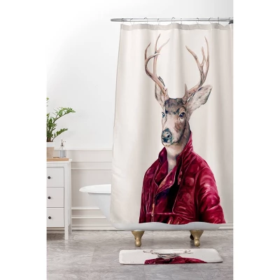 36"x24" Animal Crew Red Deer Memory Foam Bath Mat Red - Deny Designs 1 36"x24" Animal Crew Red Deer Memory Foam Bath Mat Red - Deny Designs