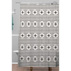 Holli Zollinger Dots And Plus Mudcloth Shower Curtain Black - Deny Designs