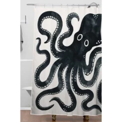 Avenie Minoan Octopus Shower Curtain Black - Deny Designs
