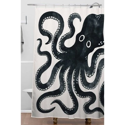 Avenie Minoan Octopus Shower Curtain Black - Deny Designs 1 Avenie Minoan Octopus Shower Curtain Black - Deny Designs