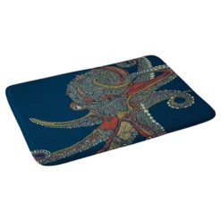 Valentina Ramos Azzuli Octopus Cushion Bath Mat (36"x24") Blue - Deny Designs