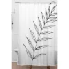 Kris Kivu Botanical Line Art Ink Leaf Shower Curtain White - Deny Designs