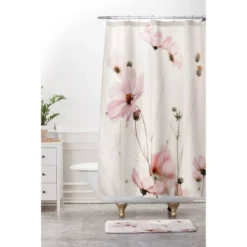 Cosmea Dancing Memory Foam Bath Mat Beige - Deny Designs