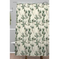 Olive Bloom Shower Curtain Green - Deny Designs