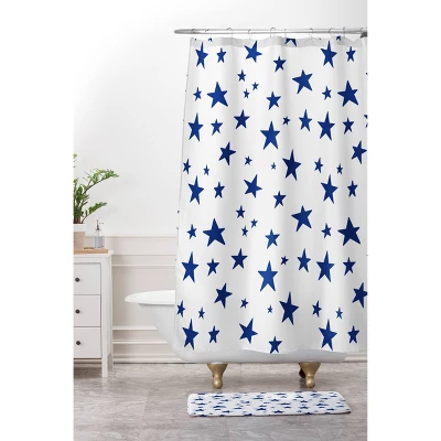 Marta Barragan Camarasa Night Garden Brushstrokes Shower Curtain Blue - Deny Designs 2 Marta Barragan Camarasa Night Garden Brushstrokes Shower Curtain Blue - Deny Designs - Image 2