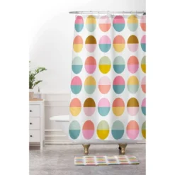 June Journal Colorful And Bright Circle Pattern Memory Foam Bath Mat - Deny Designs