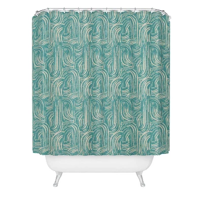 Holli Zollinger Kikka Teal Shower Curtain Tan - Deny Designs 2 Holli Zollinger Kikka Teal Shower Curtain Tan - Deny Designs - Image 2