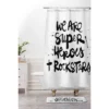 Superheroes Shower Curtain White/Black - Deny Designs