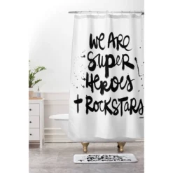 Superheroes Shower Curtain White/Black - Deny Designs