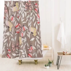 Monarch Garden Shower Curtain Brown - Deny Designs