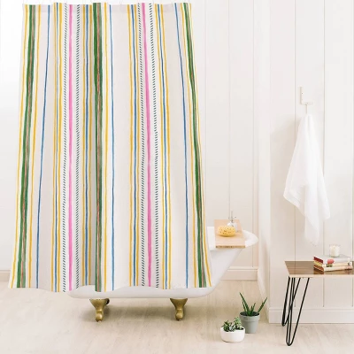 Striped Rachelle Roberts Ticker Shower Curtain Beige - Deny Designs 1 Striped Rachelle Roberts Ticker Shower Curtain Beige - Deny Designs