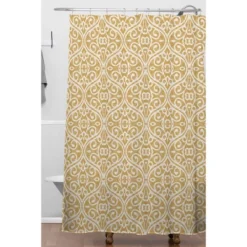Wagner Campelo Boho Volutes Putty Shower Curtain Yellow - Deny Designs