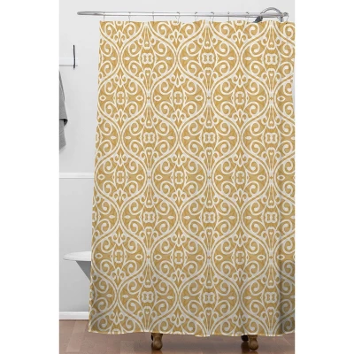 Wagner Campelo Boho Volutes Putty Shower Curtain Yellow - Deny Designs 1 Wagner Campelo Boho Volutes Putty Shower Curtain Yellow - Deny Designs