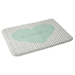 Allyson Johnson Hello Beautiful Heart Cushion Bath Mat Mint - Deny Designs