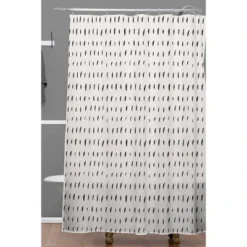 Holli Zollinger Adobo Rain Shower Curtain White/Black - Deny Designs
