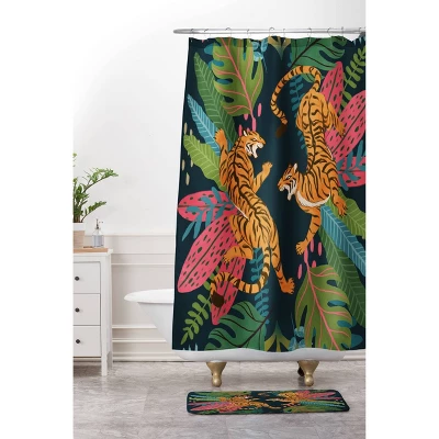 Avenie Jungle Cats Bath Mat Blue - Deny Designs 1 Avenie Jungle Cats Bath Mat Blue - Deny Designs