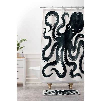 Avenie Minoan Octopus Shower Curtain Black - Deny Designs 2 Avenie Minoan Octopus Shower Curtain Black - Deny Designs - Image 2