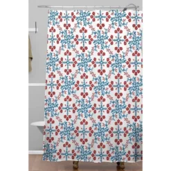 Alison Janssen Peonies Shower Curtain Red/Blue - Deny Designs