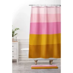 June Journal Abstract Organic Striped Memory Foam Bath Mat Pink/Brown - Deny Designs -Deny Designs Sales GUEST a5fd242d 5bc1 43fe bfed a56020717d56