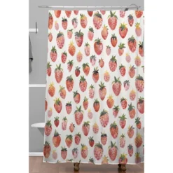 Ninola Design Strawberries Countryside Summer Shower Curtain Red - Deny Designs