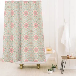 Floral Mandala Shower Curtain Blue - Deny Designs