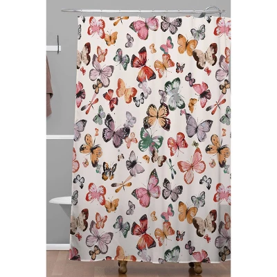Ninola Design Butterflies Wings Countryside Shower Curtain White - Deny Designs 1 Ninola Design Butterflies Wings Countryside Shower Curtain White - Deny Designs