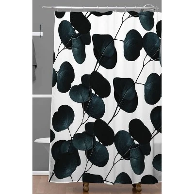 83 Oranges Dark Leaves Shower Curtain Black/White - Deny Designs 1 83 Oranges Dark Leaves Shower Curtain Black/White - Deny Designs