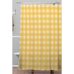 Colour Poems Gingham Pattern Shower Curtain Yellow - Deny Designs
