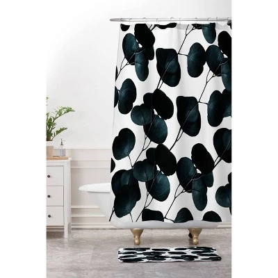 83 Oranges Dark Leaves Shower Curtain Black/White - Deny Designs 2 83 Oranges Dark Leaves Shower Curtain Black/White - Deny Designs - Image 2