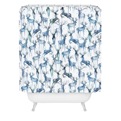 Ninola Design Watercolor Deer Christmas Shower Curtain - Deny Designs 3 Ninola Design Watercolor Deer Christmas Shower Curtain - Deny Designs - Image 3
