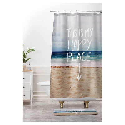 Leah Flores Happy PlacexBeach Cushion Bath Mat Blue - Deny Designs 3 Leah Flores Happy PlacexBeach Cushion Bath Mat Blue - Deny Designs - Image 3