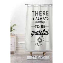 Allyson Johnson Something To Be Grateful For Shower Curtain Black - Deny Designs