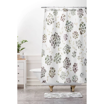 Kelli Murray Succulents Shower Curtain Green/Brown - Deny Designs 2 Kelli Murray Succulents Shower Curtain Green/Brown - Deny Designs - Image 2