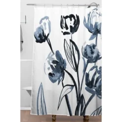 Alison Janssen Peonies Shower Curtain Blue - Deny Designs