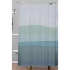 June Journal Calming Ocean Waves Shower Curtain Blue - Deny Designs