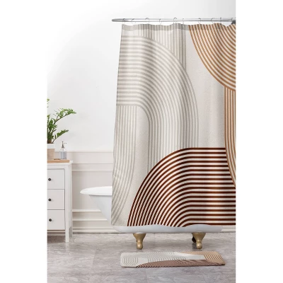 Iveta Abolina Mid Century Line Art Shower Curtain Brown - Deny Designs 2 Iveta Abolina Mid Century Line Art Shower Curtain Brown - Deny Designs - Image 2
