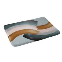 Gale Switzer Brushstroke Rainbows Heavy Memory Foam Bath Mat Teal - Deny Designs
