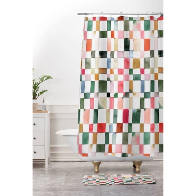 Watercolor Checker Yuletide Memory Foam Bath Mat - Deny Designs 1 Watercolor Checker Yuletide Memory Foam Bath Mat - Deny Designs