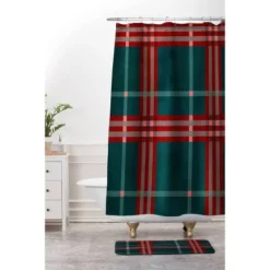Emanuela Carratoni Tartan Theme Christmas Memory Foam Bath Mat Red/Green - Deny Designs