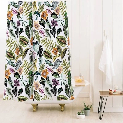 Wild Colorful Jungle Shower Curtain - Deny Designs 1 Wild Colorful Jungle Shower Curtain - Deny Designs